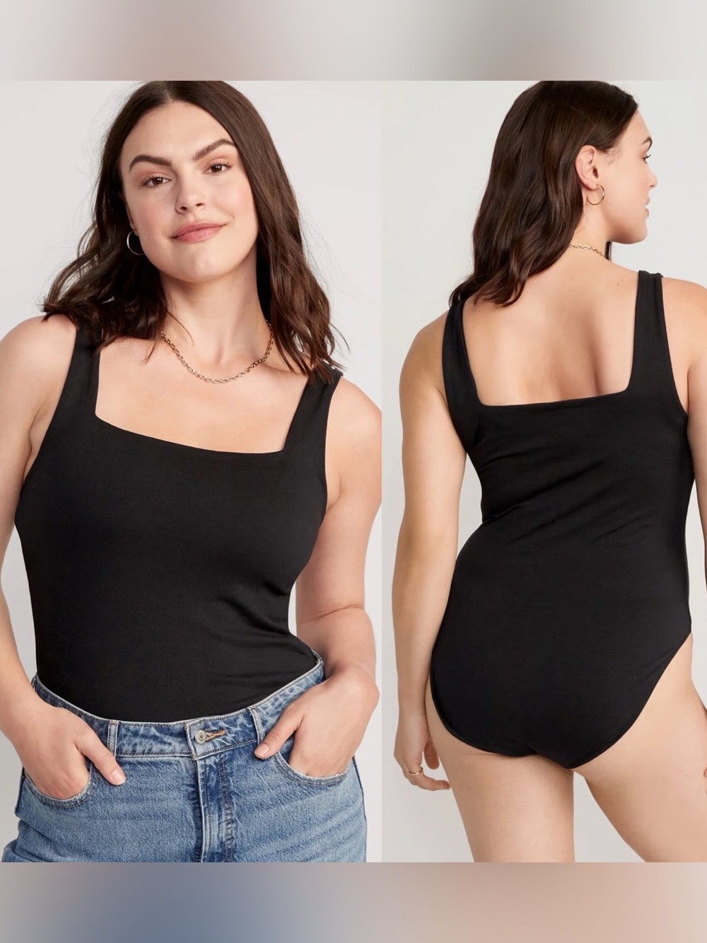 Square-Neck Black Women’s Tank Bodysuit